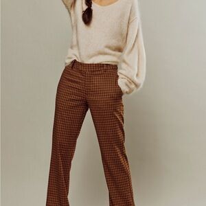 Free People Rust Checkered trousers